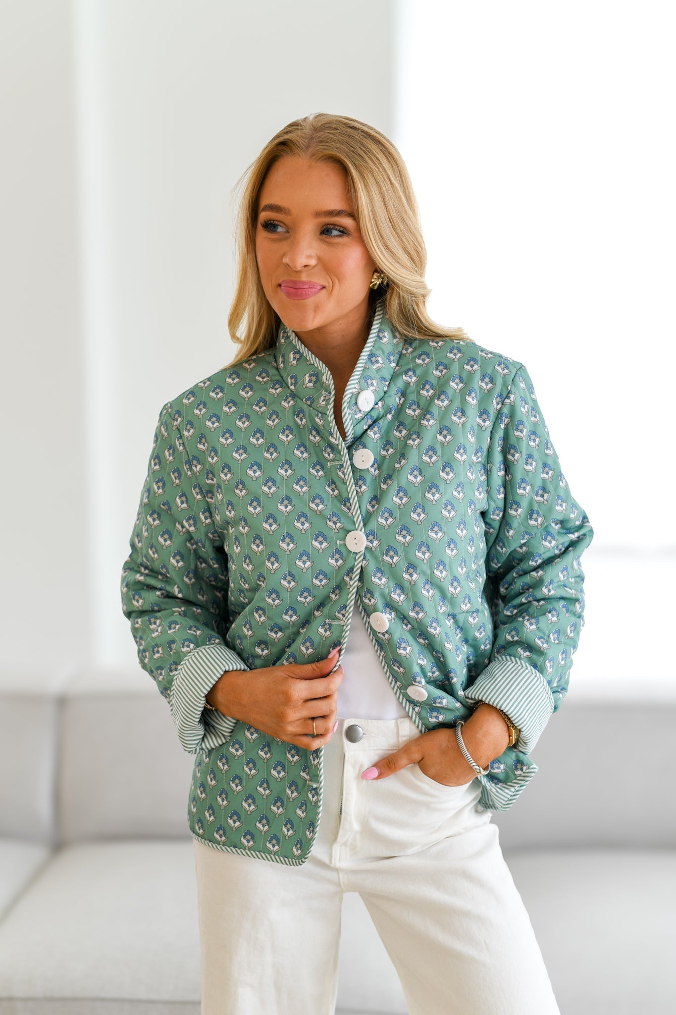 Chaqueta acolchada con estampado Tiffany - Verde azulado
