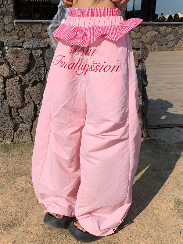 Letter Print Wide Leg Pants