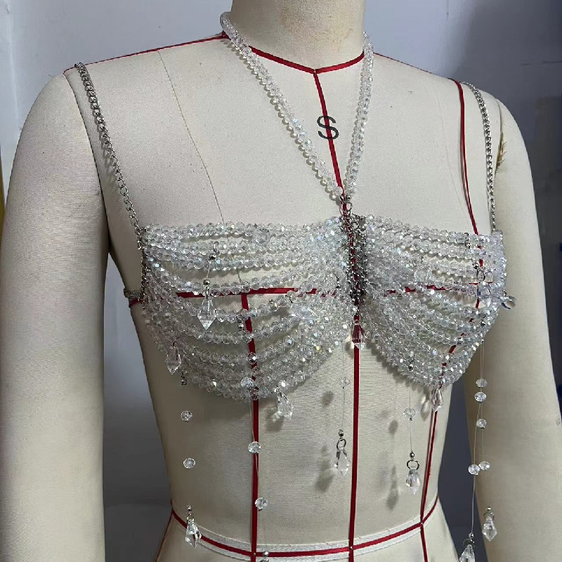 Metal chain pendant beaded halter top | Festival Outfits Women