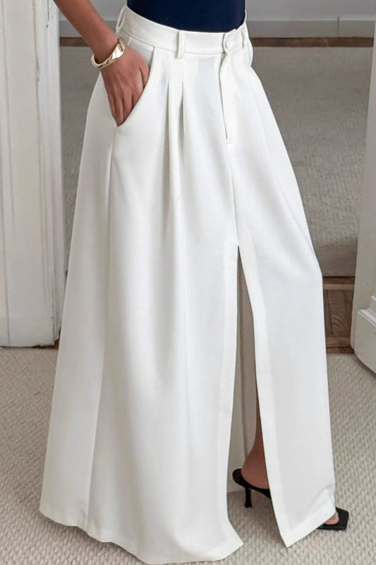 High-Waist Split A-Line Skirt