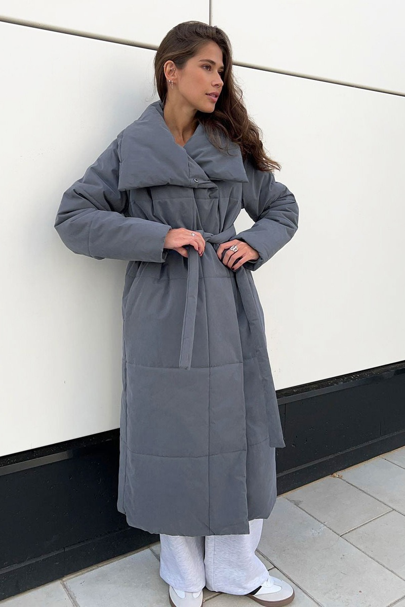 Cotton Padded Stand Collar Long Warm Loose Overcoat