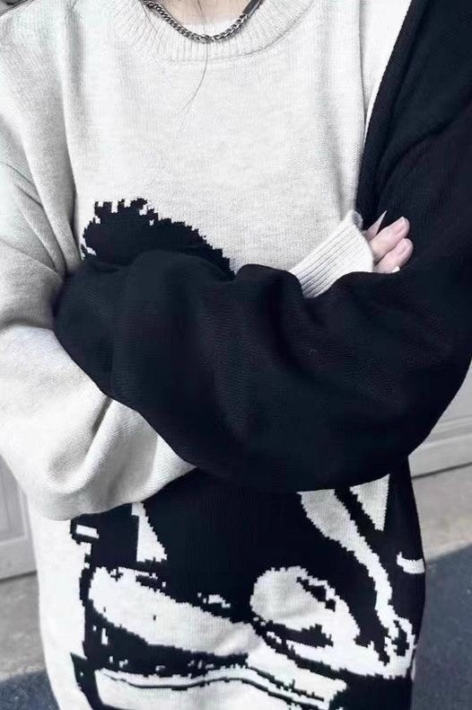 Streetwear Faux Mink Guitar Knit Sweater