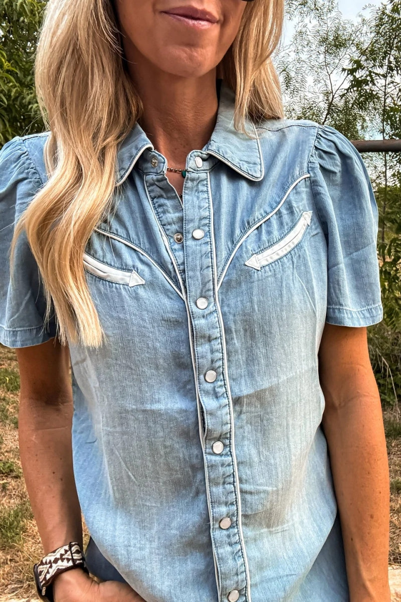 Camisa con botones Booker Western (azul)