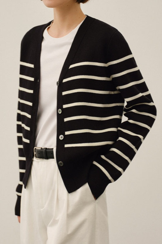 Classic Stripe Knit Cardigan