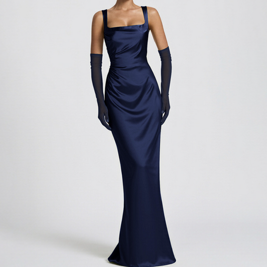 Square neck gloves ruched cami maxi dress | Festival Outfits Women