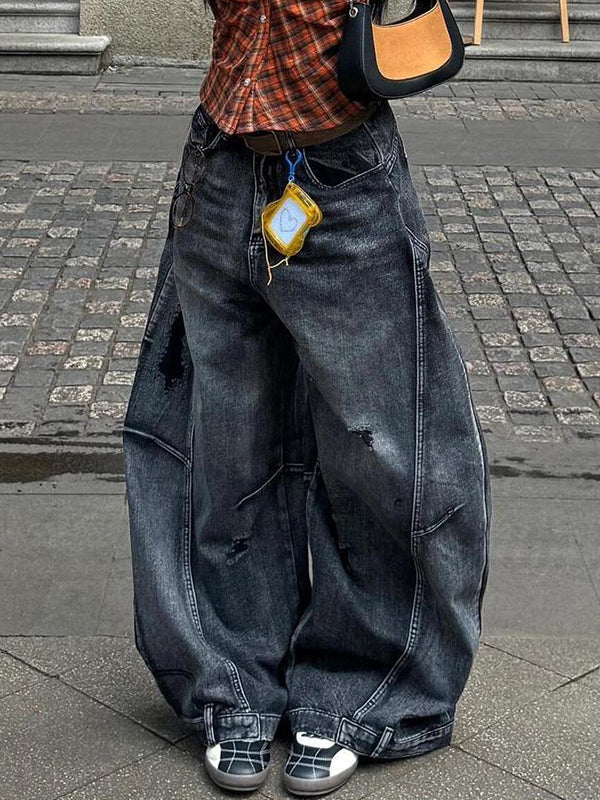 Retro Washed Distressed Boyfriend Jeans