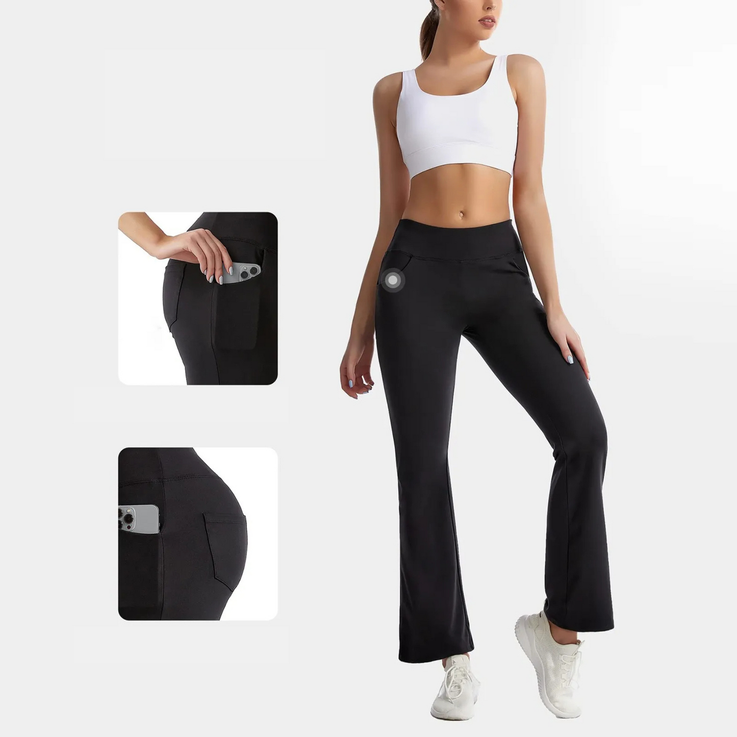 Women's Sporty High Waisted Flared Pants with Side Pockets | Great for All-Season Casual Days