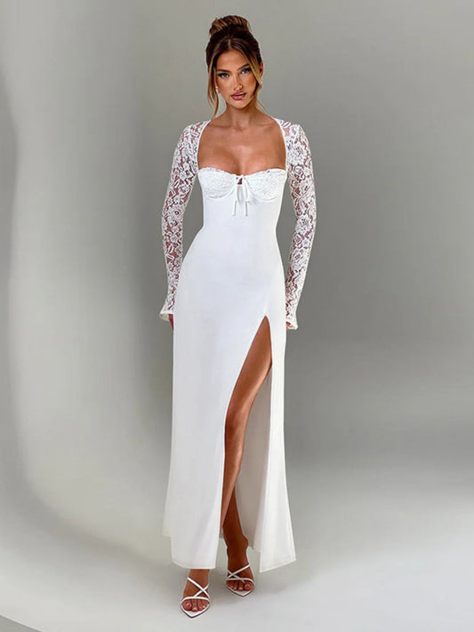 High Slit Lace Formal Dress Maxi Dresses