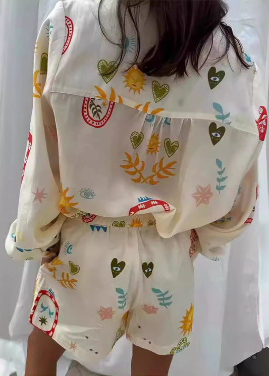 Solea - Sun & Symbol Button-Down Shorts Set