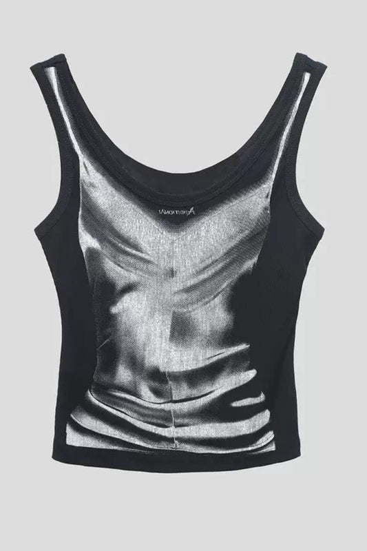 Shadow Body Print Slim Fit Crop Top