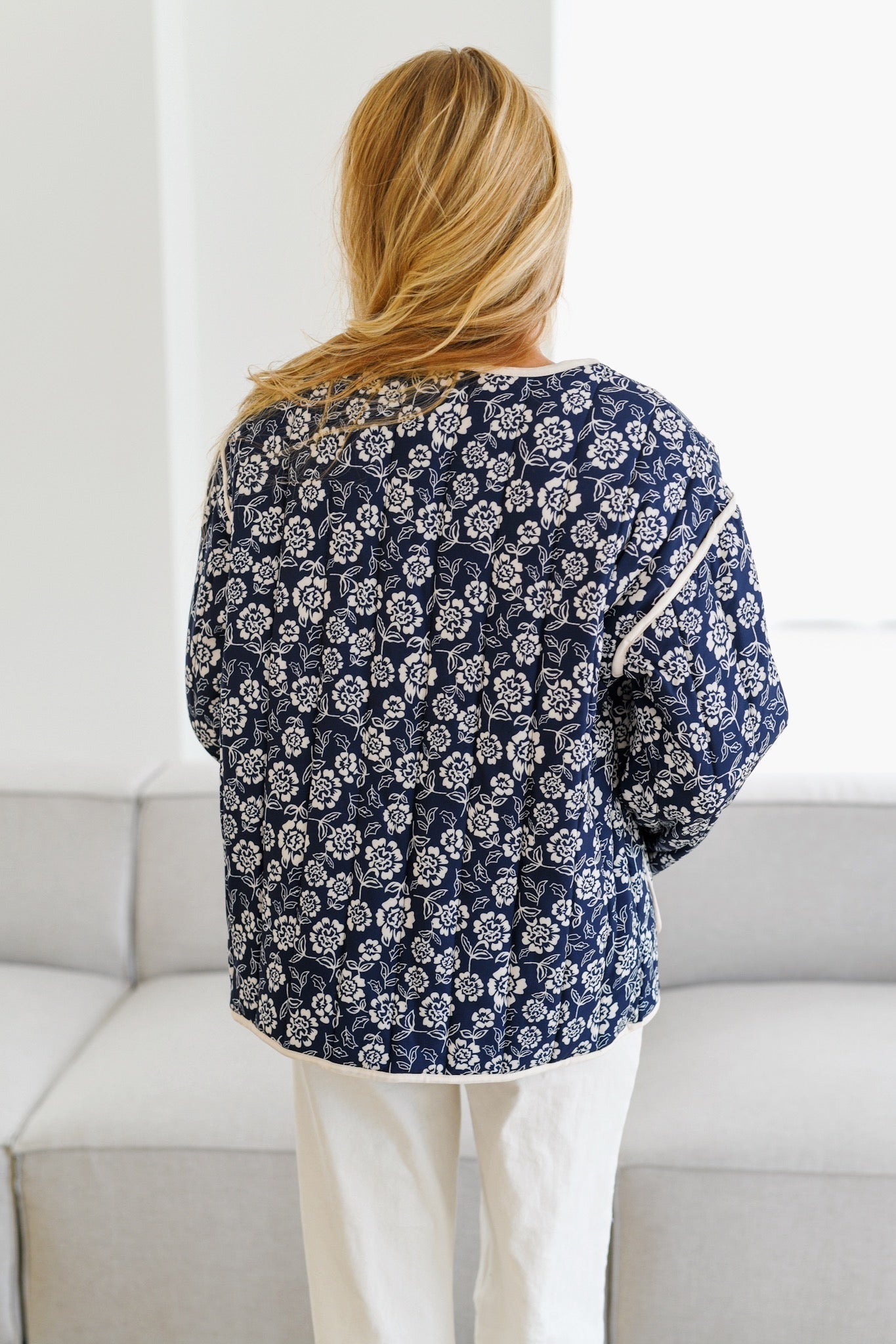 Chaqueta acolchada estampada Jayla - Azul marino/crema