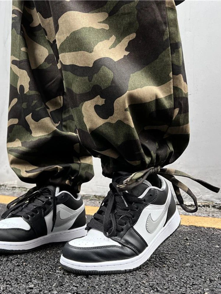 Vintage Cargo Baggy Pants Women Camouflage Wide Leg Pants