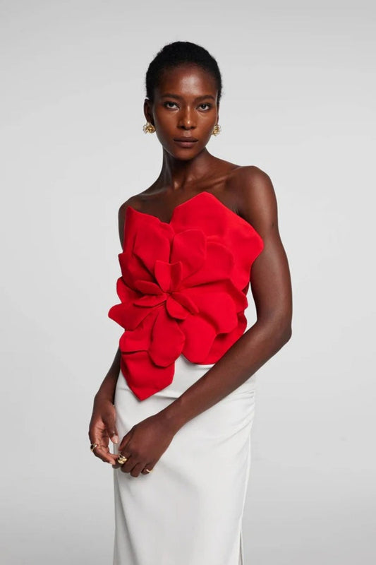 Top esculpido Scarlet Bloom