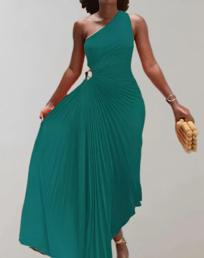 Elegante vestido largo ajustado con hombros descubiertos para mujer | Ideal para primavera/verano