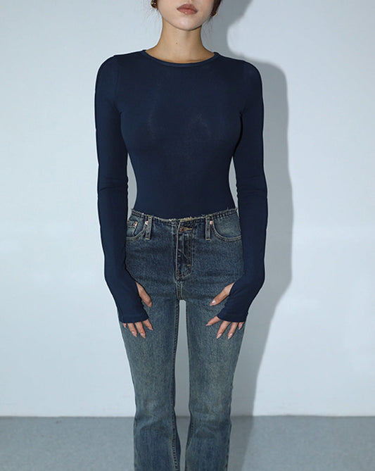 Keyhole Cutout Long Sleeve Bodysuit