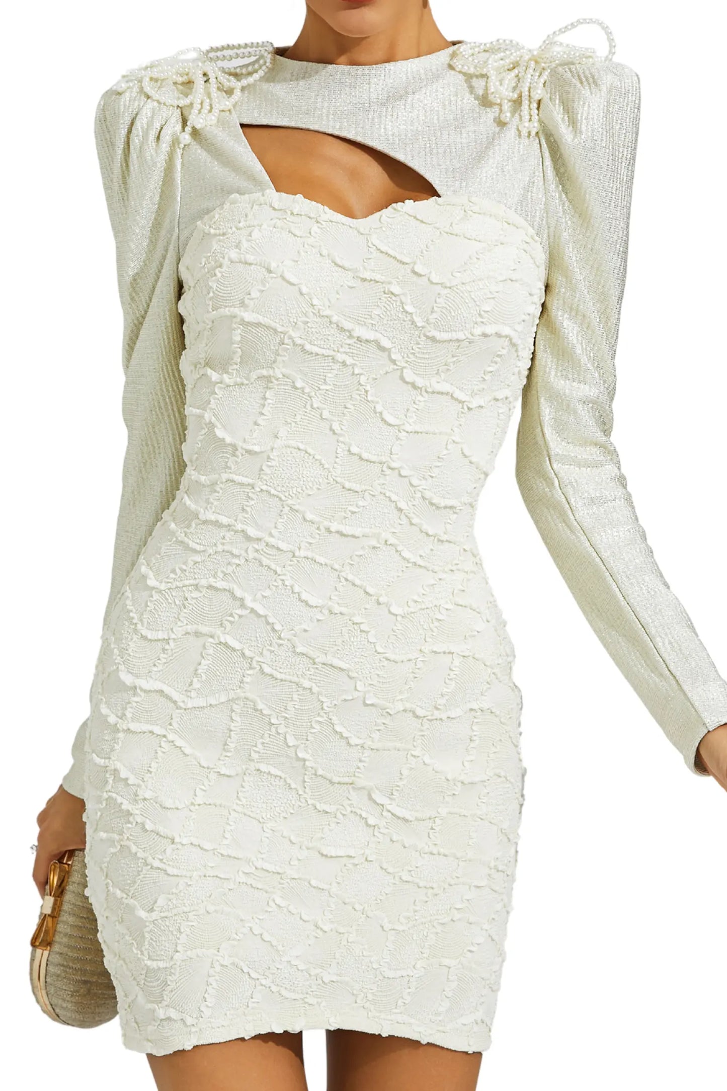 Kenneth White Lattice Patterned Mini Dress