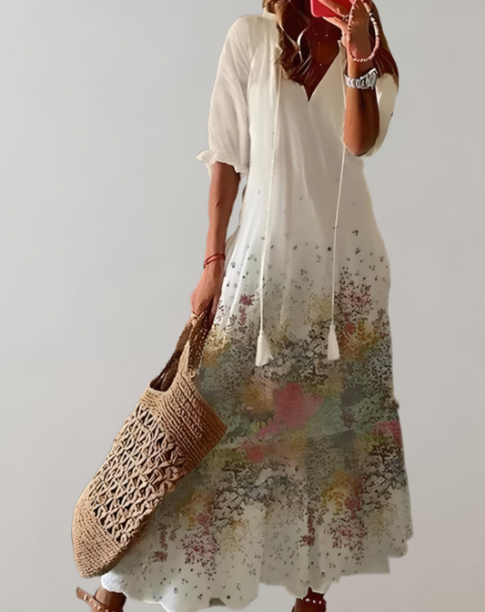 Vestido largo clásico bohemio para mujer con estampado floral | Ideal para primavera/verano