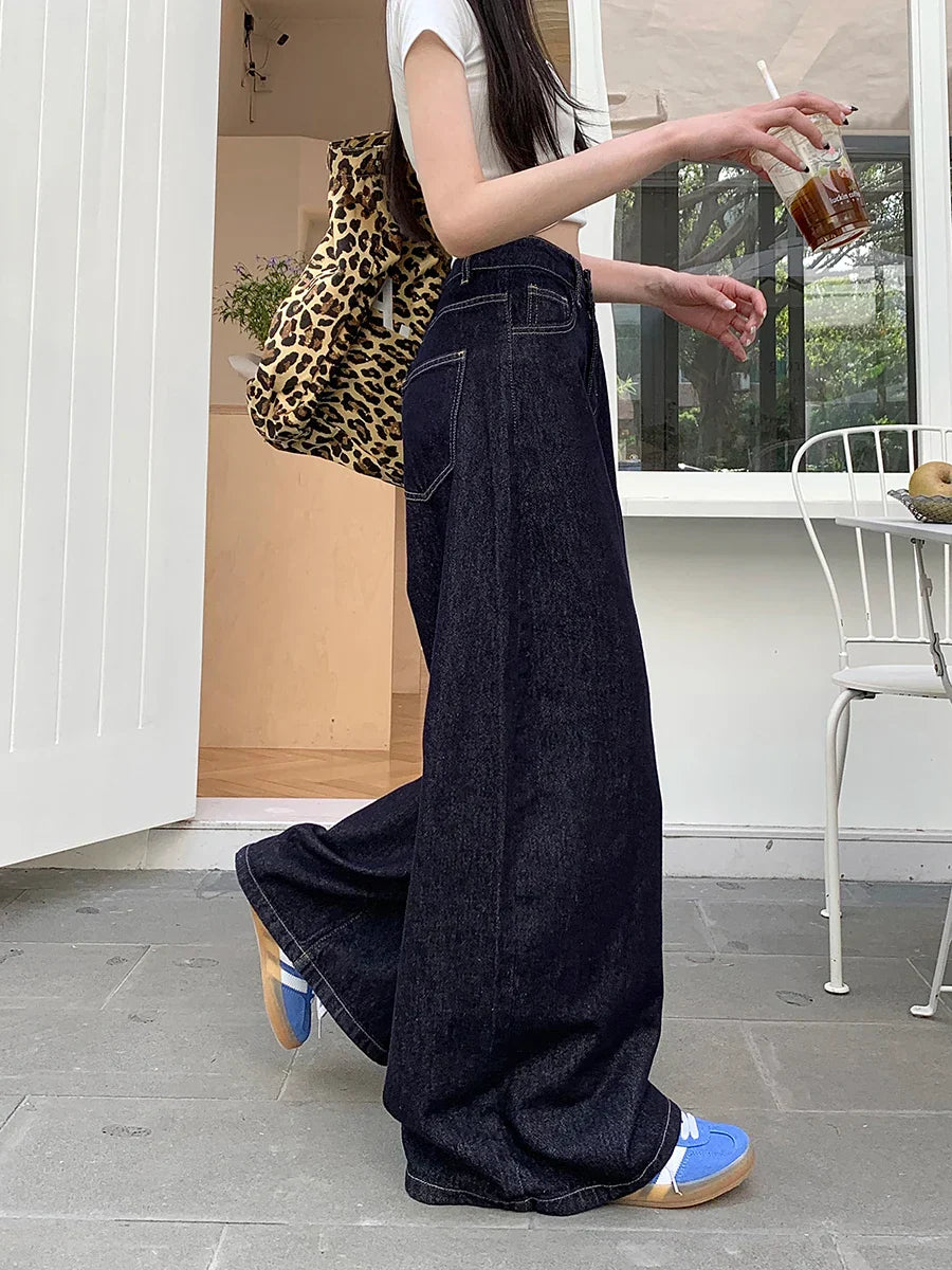 New Vintage Wide Leg Woman Oversized Denim Streetwear Full Length Jeans