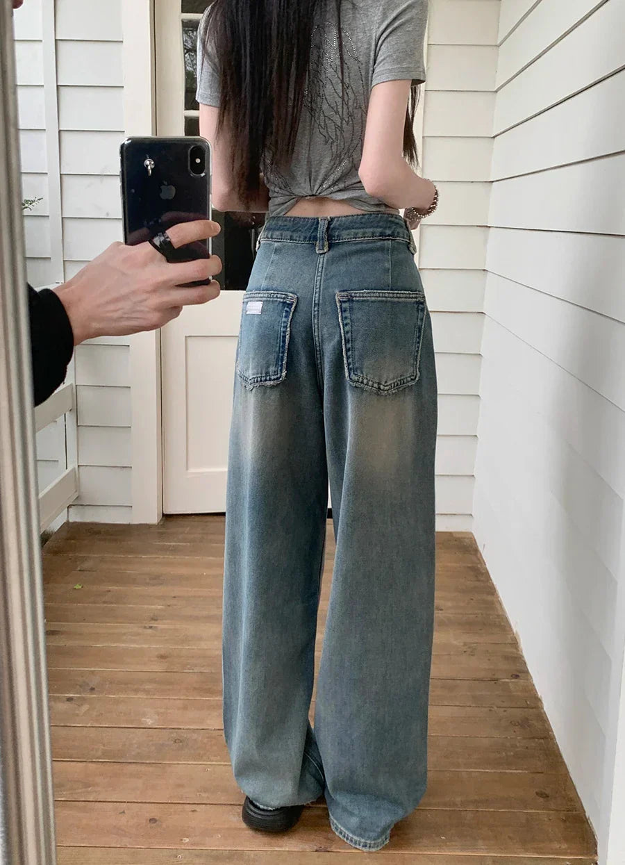 Waisted Women 2025 New Streetwear Y2k Casual Loose Denim Jeans