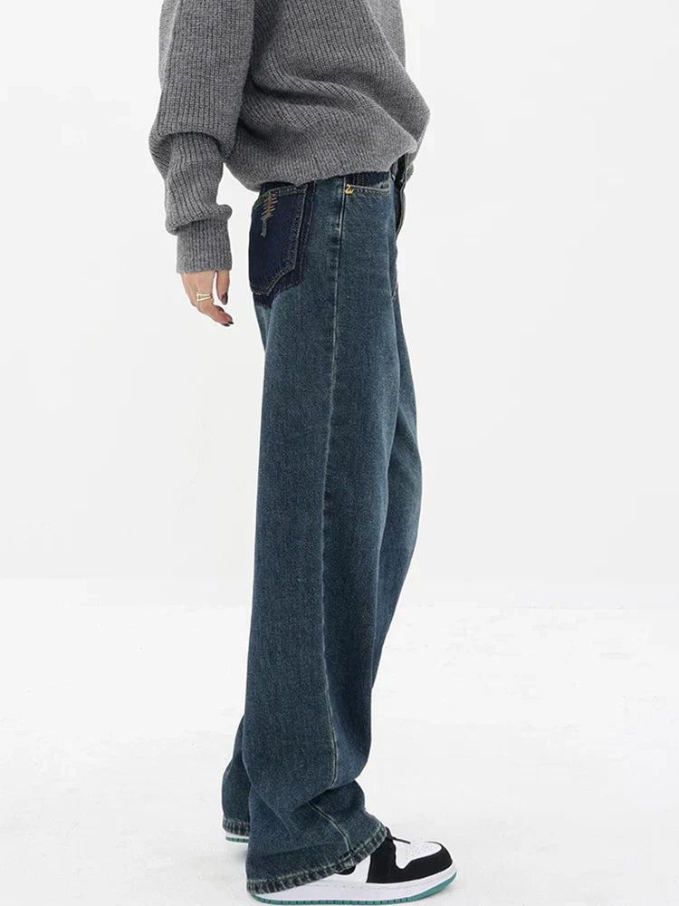 Streetwear American Style Fashion Wide Leg Denim Jeans