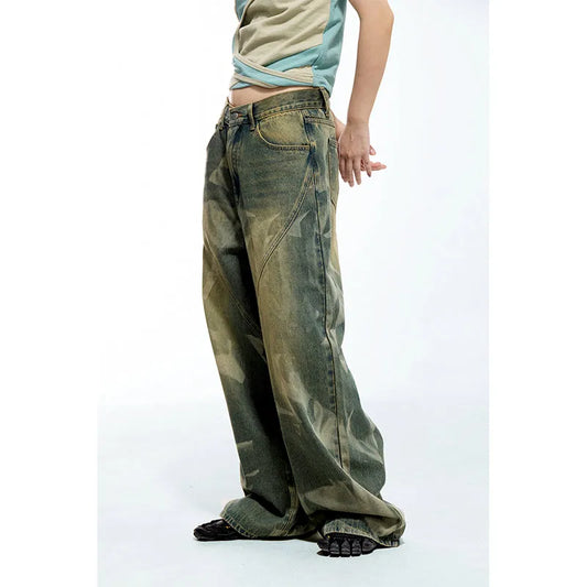 Streetwear Vintage Waisted Wide Leg Denim Pants