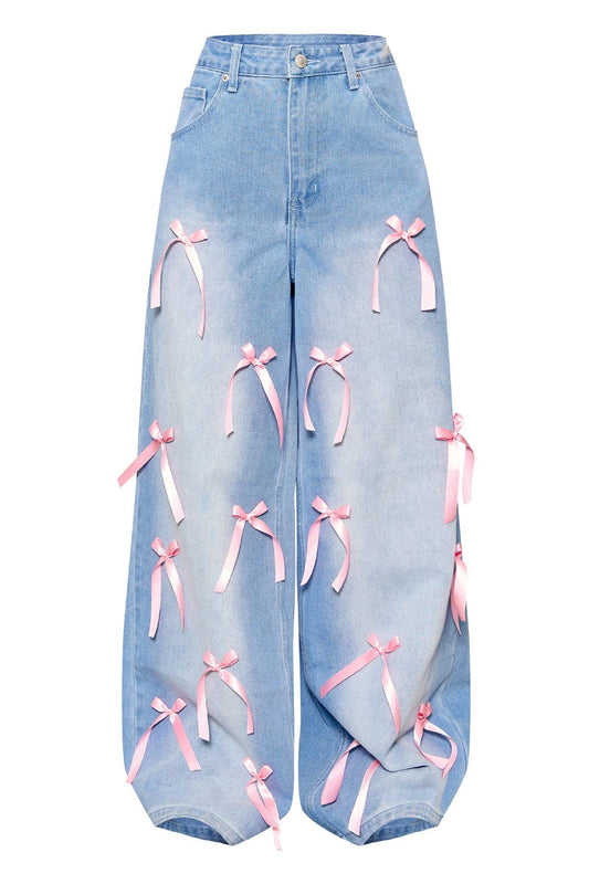 Bow Ribbon High Rise Jeans