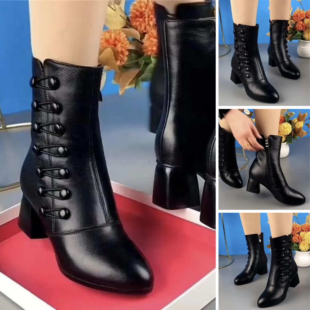 Botas veganas clásicas lisas con tacón para mujer | Ideales para el día a día