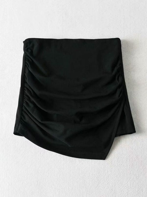 Ruched Split Lined Mini Skirt