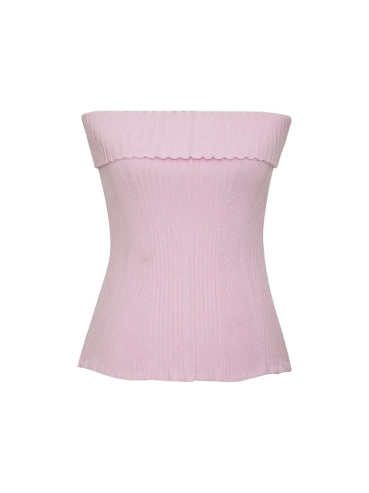 FashionSierra - 2025 Knitted Ribbed Solid Summer Casual Sleeveless Backless Off Shoulder Vests Club Streetwear Crop Tops