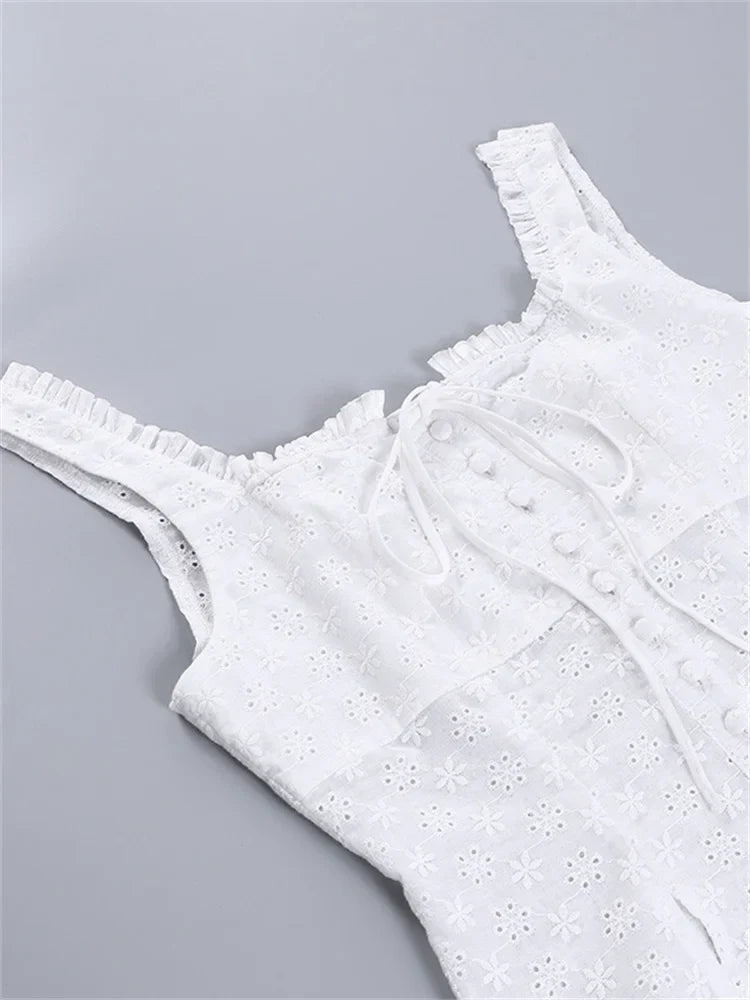 FashionSierra - 2025 Y2K Square Neck Bustiers Lace Patchwork Low Cut Front Buttons Up Fairycore Tank Crop Tops