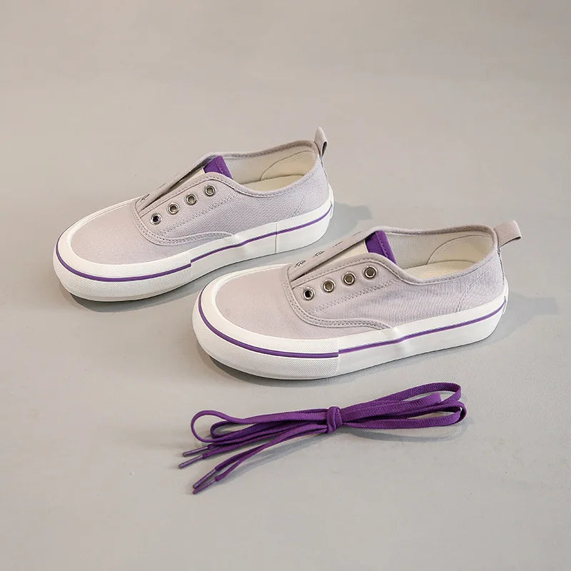 Canvas Lace Up Shallow Casual Shoes Round Toe SSolid Color Comfort Runner Outsole Sweet Novelit Shoes For Women Concise Fashion
