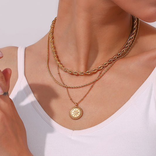 Celestial Glow - Gold Medallion Necklace