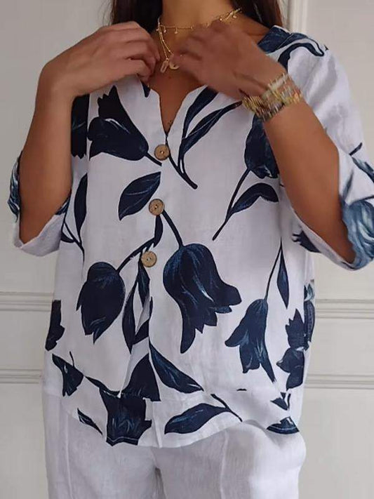 Estien - Camisa informal transpirable con botones para mujer