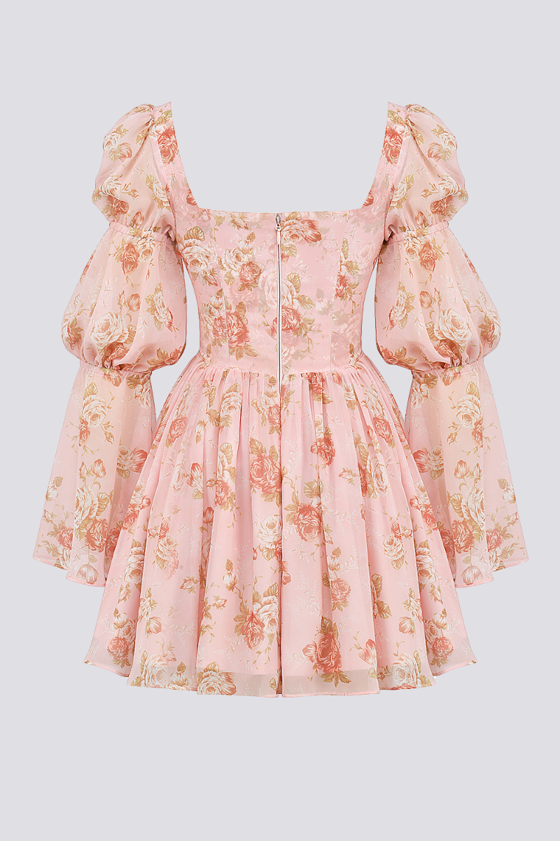 Minivestido floral con escote cuadrado divino