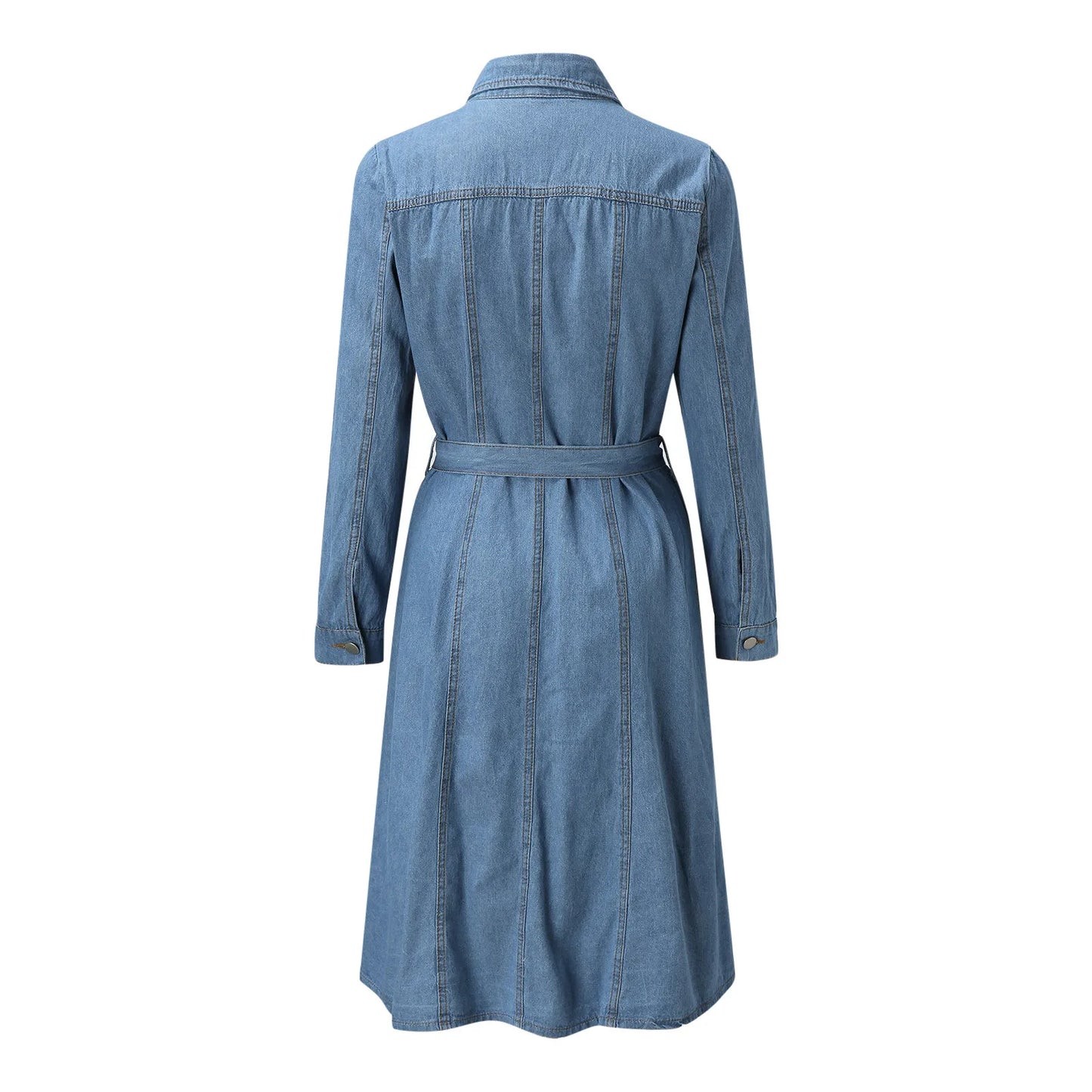 On Offer Liquidation 2025 Fashion Summer Sleeve Slim Denim Retro American Casual Ropa De Mujer Midi Dress