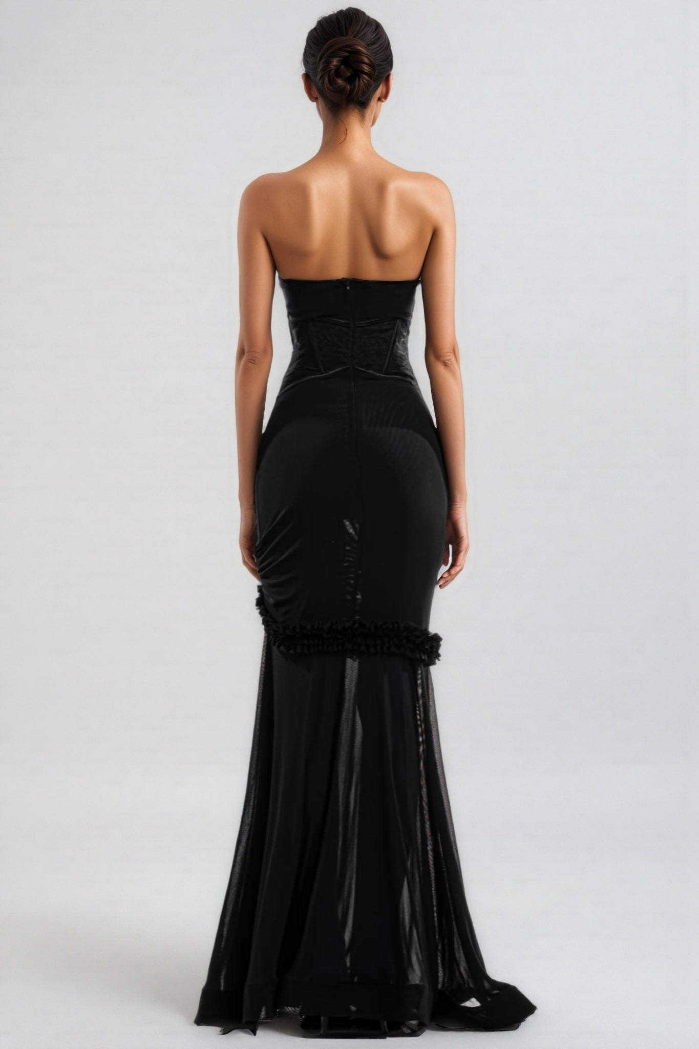 Rykelf Black Embroidered 3D Flower Maxi Dress
