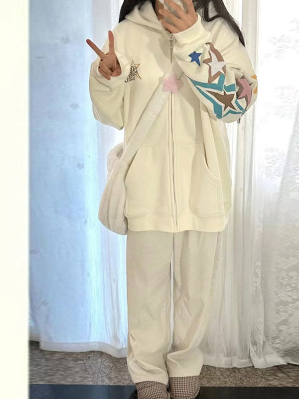 Vintage Star Print Oversized Hoodies