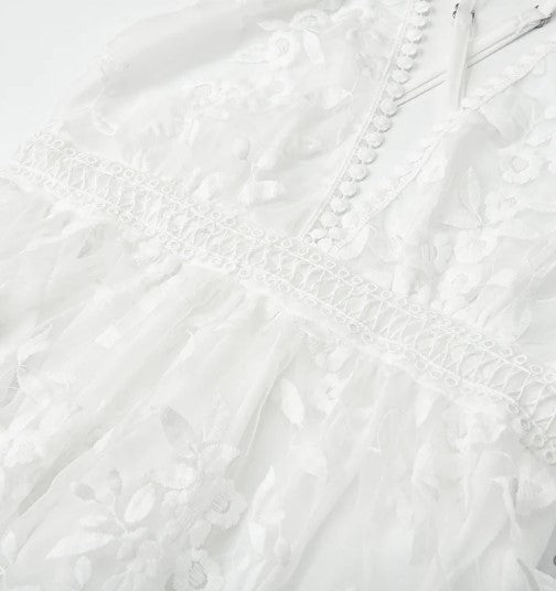 Women's Lightweight Cocktail Dress with Flower Embroidery