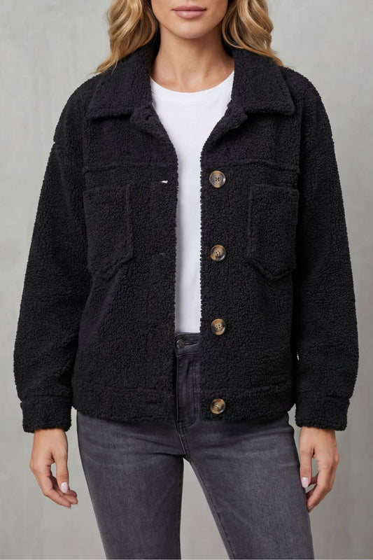 Floretta Teddy Fleece Button Up Jacket