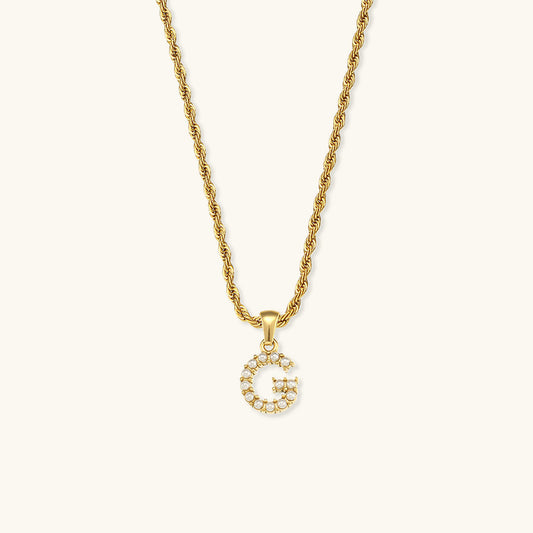 Aurora Pearl Initial Necklace