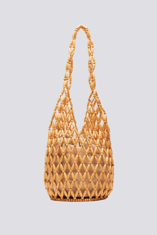 Bolso de hombro Georgina con cuentas de madera huecas