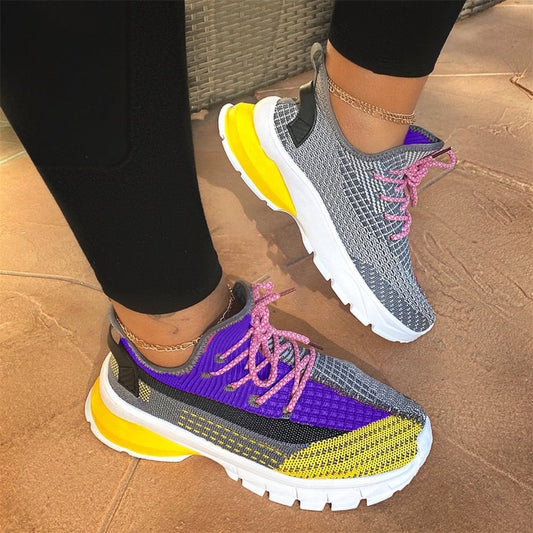 Zapatillas deportivas multicolores transpirables para mujer con cordones de colores | Ideales para cualquier temporada