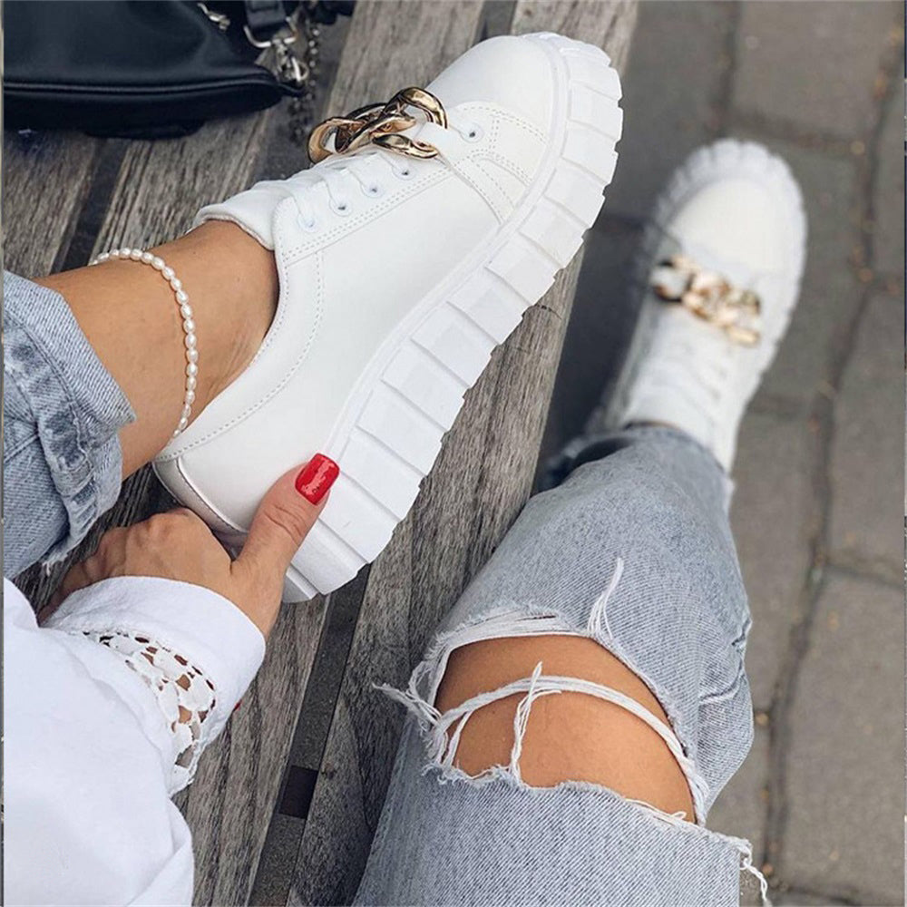 Women’s Trendy Lace Up Sneakers with Gold Accent | Ideal for Everyday Wear