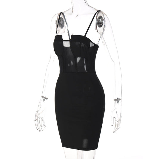 Voguable Solid Slip Sleeveless Backless Patchwork Pleated Midi Dress Evening Party Slim Elegant Y2K Clothing