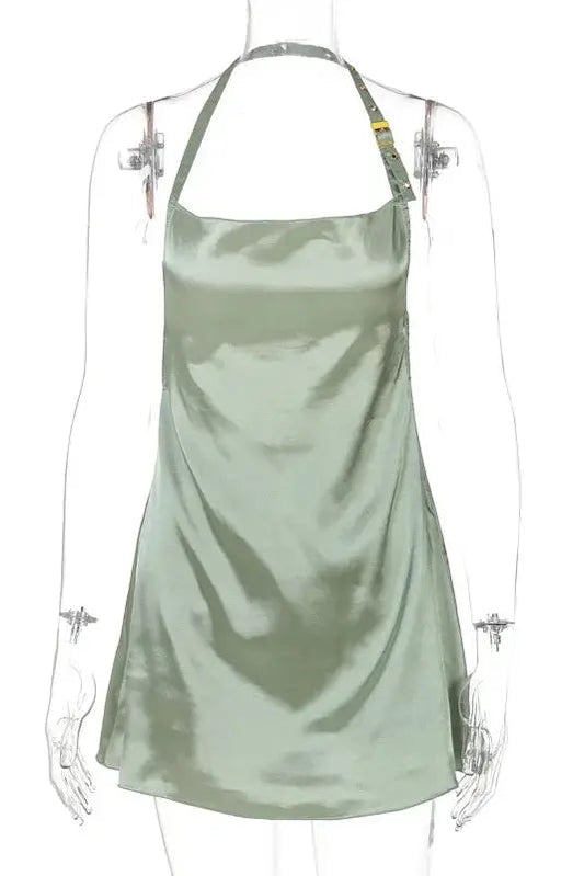 Satin Halter Mini Dress
