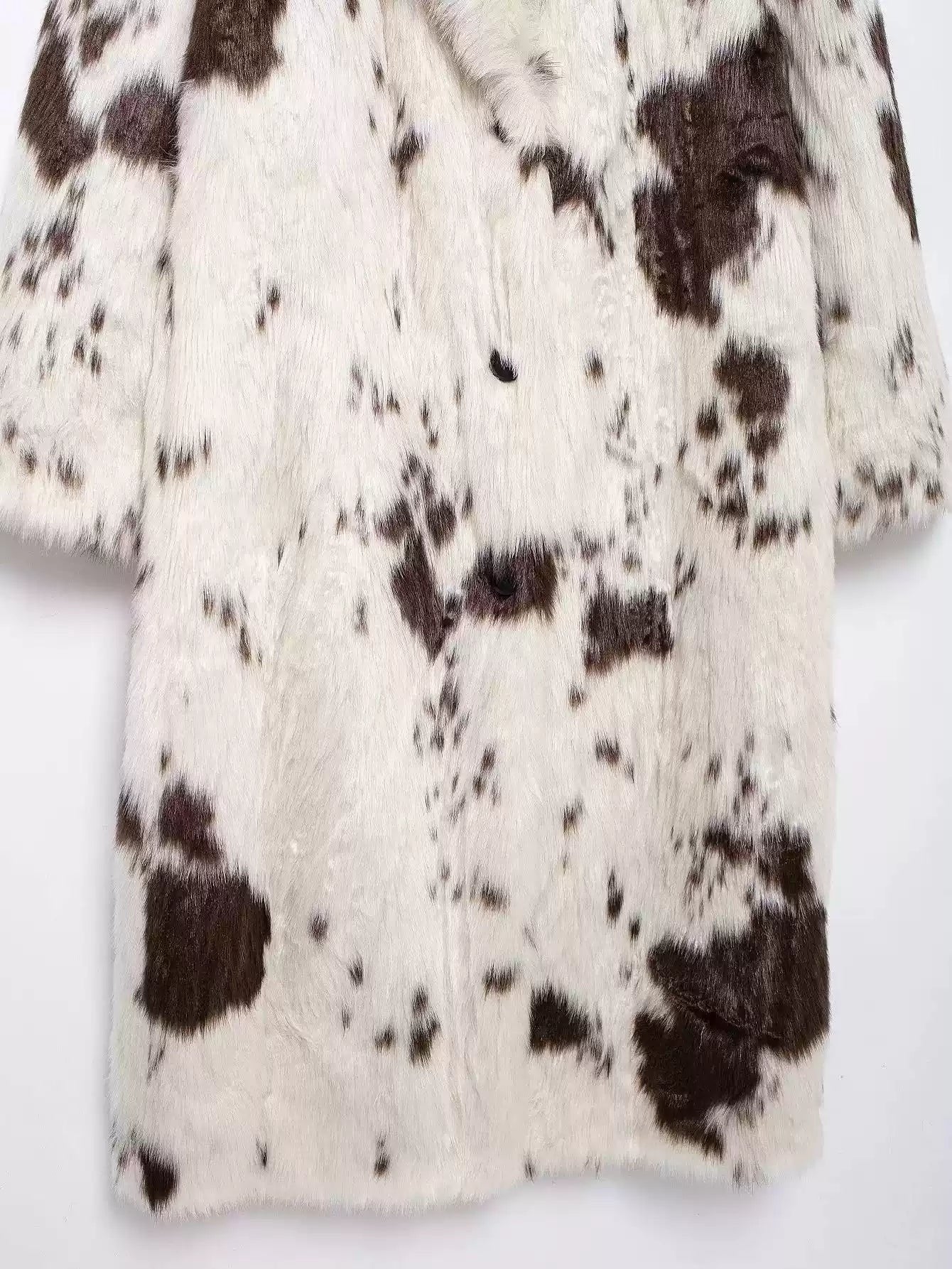 Sachi Cow Pattern Faux Fur Coat