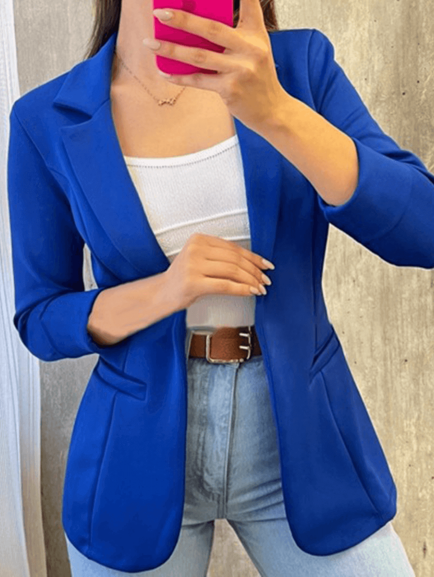 Women's Slim-fit Blazer with Open Front and Pockets | Great for All Seasons