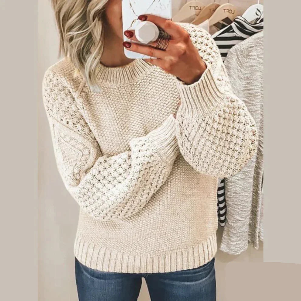 Elegante jersey de punto suave en color liso para mujer | Ideal para otoño/invierno