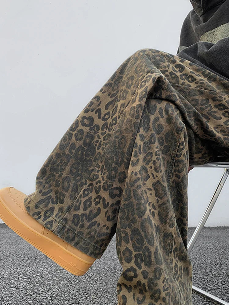 FashionSierra - Leopard Print Oversized Wide Streetwear Vintage Loose Baggy Designer Trouser