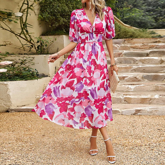 Orelie - Elegant Floral Summer Midi Dress for Women